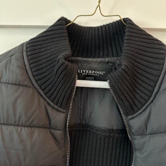 New Liverpool of Los Angeles Black Quilted/Sweater Zip Jacket, Small - Picture 7 of 8